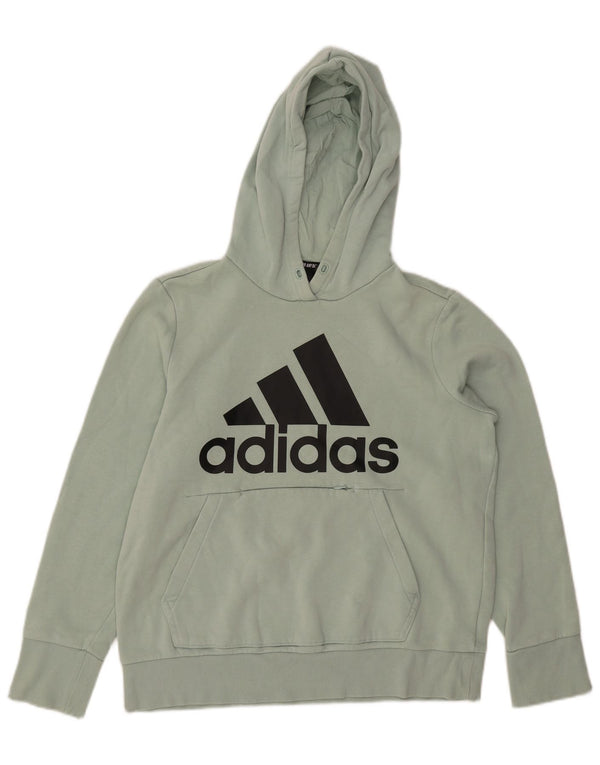 Felpa con cappuccio grafica da donna Adidas UK 16/18 grande cotone verde
