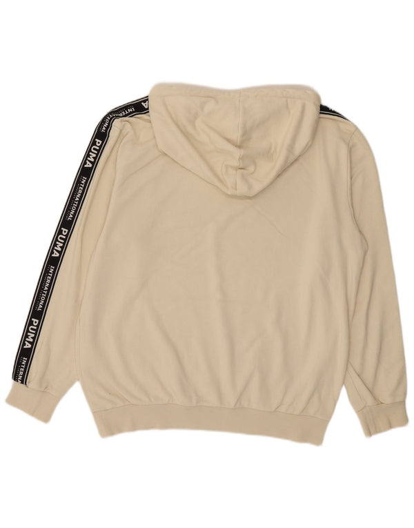 Felpa con cappuccio grafica ampia da uomo Puma, color block medio, bianco sporco