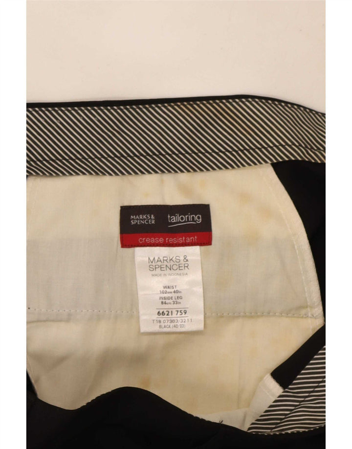 Pantaloni da abito con pegging da uomo Marks & Spencer W40 L33 poliestere nero