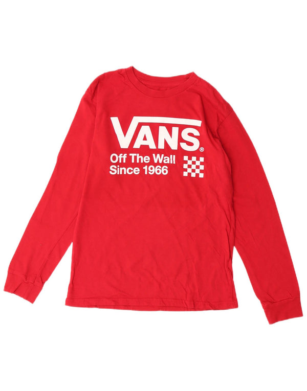 Vans Boys Graphic Top Long Sleeve 12-13 Years Large Red Cotton