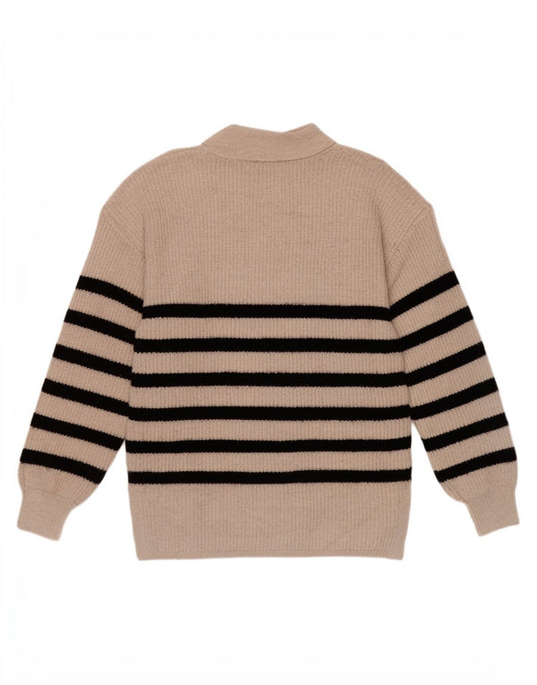 Maglione da donna Marks & Spencer con collo alto UK 14 a righe beige medio