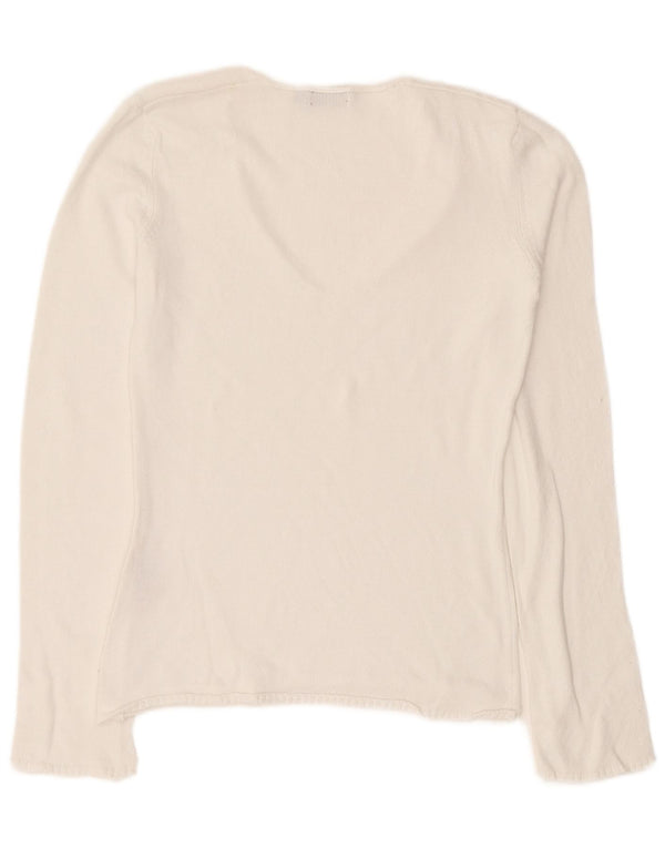 Maglione maglione con scollo a V da donna Lotto UK 12 Cotone bianco medio