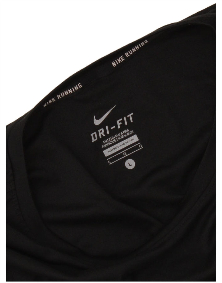 Top Nike Dri Fit da donna a maniche lunghe UK 14 Large Nero