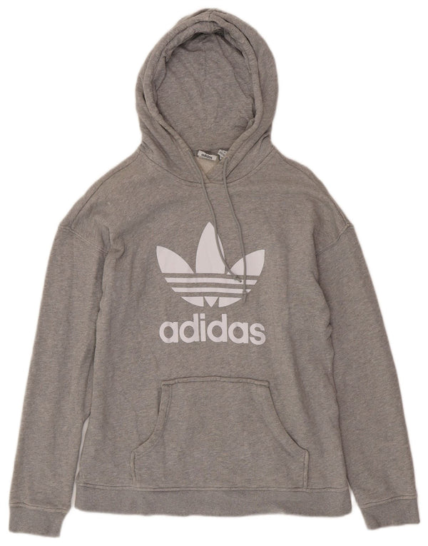 Felpa con cappuccio grafica oversize da donna ADIDAS UK 6 XS cotone grigio
