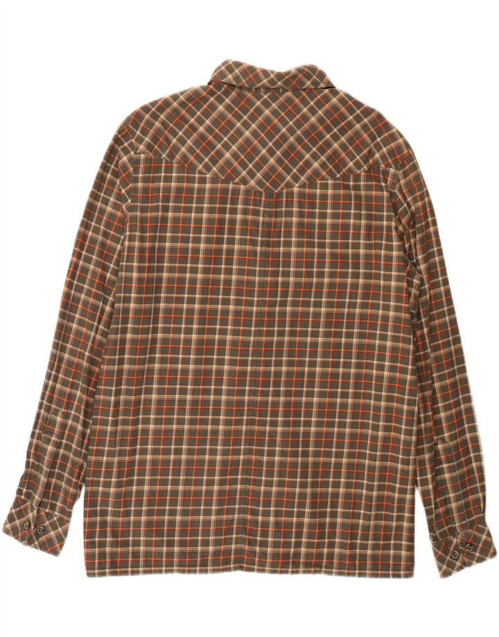 JACK WOLFSKIN Camicia in flanella da uomo UK 36/38 Cotone a quadri kaki medio