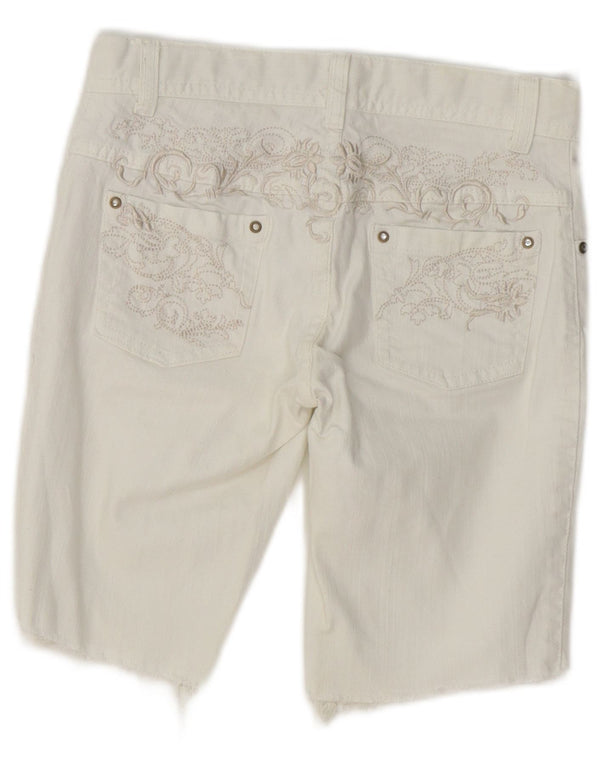 Pantaloncini di jeans per bambina Benetton 8-9 anni W24 Cotone floreale bianco