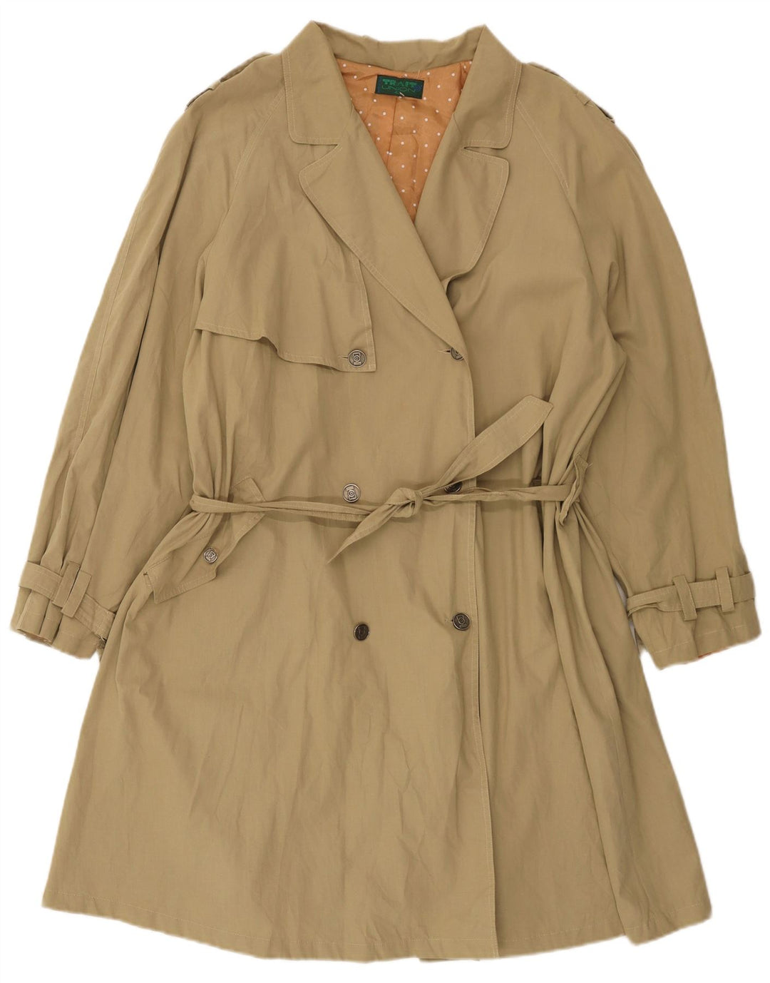 Trench da donna vintage dal taglio ampio IT 42 cotone kaki medio