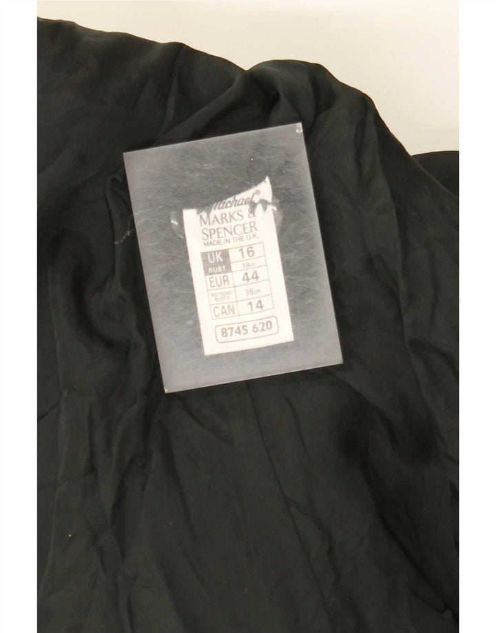 Giacca blazer a 3 bottoni Marks & Spencer da donna UK 16 grande pied de poule grigio