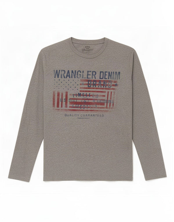 Wrangler Mens Graphic Top Long Sleeve Medium Grey Cotton
