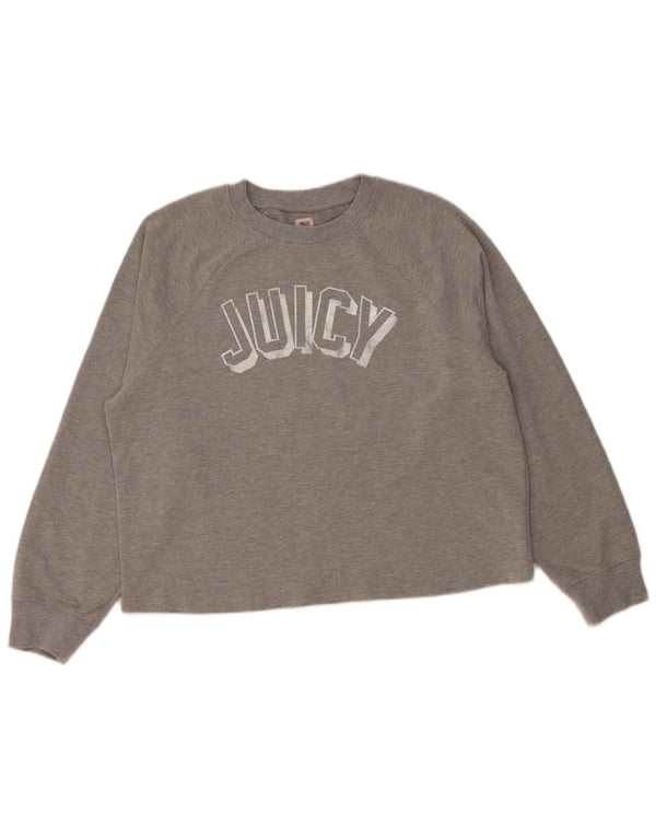 JUICY COUTURE Felpa con grafica da donna Maglione UK 18 XL Cotone grigio