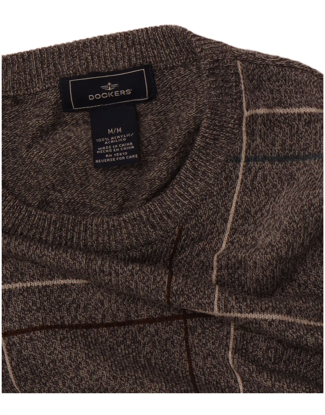 DOCKERS Maglione girocollo da uomo in acrilico grigio medio a quadri