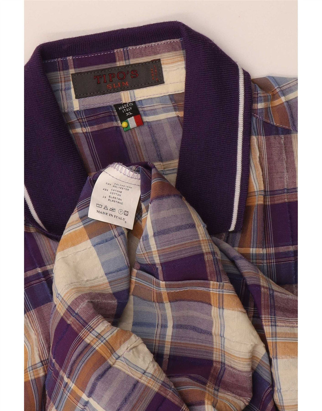 Tipo' S Camicia slim da uomo a maniche corte XL in cotone a quadri multicolore