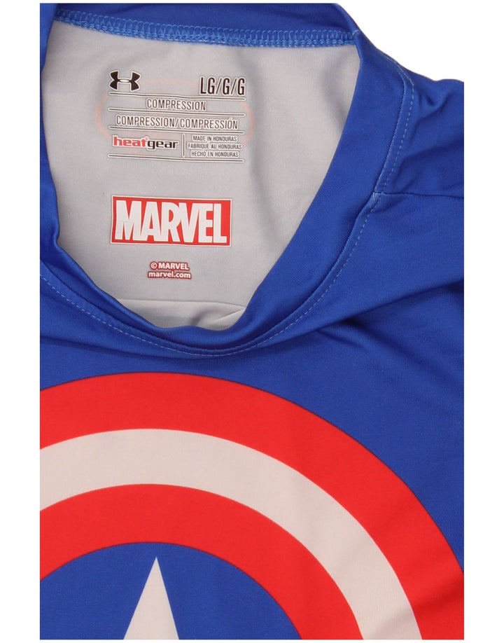 Maglietta con grafica Under Armour per ragazzi Marvel, 11-12 anni, grande, blu