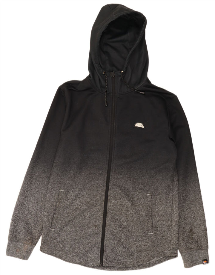 Maglione con cappuccio e zip da uomo Ellesse, poliestere color block medio nero