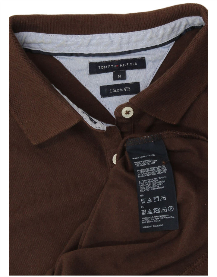 TOMMY HILFIGER Polo da donna vestibilità classica UK 12 cotone marrone medio