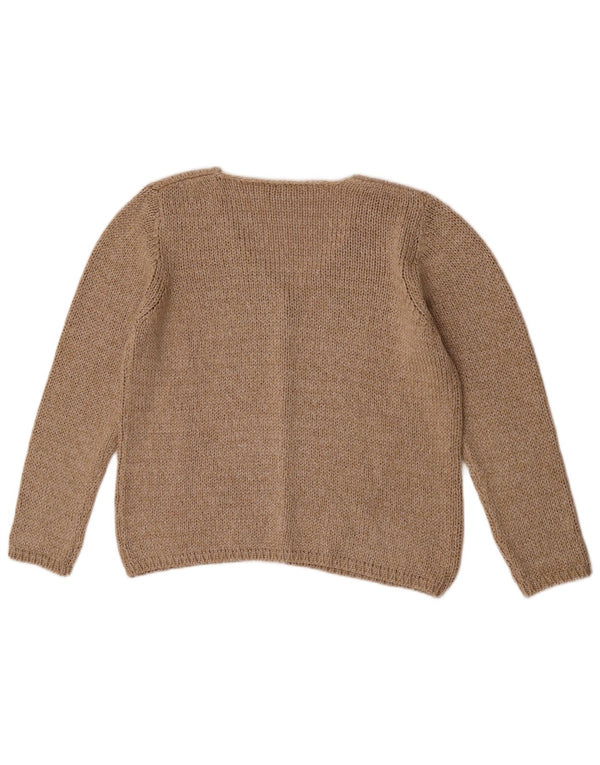 Maglione cardigan da donna vintage UK 14 cotone beige medio