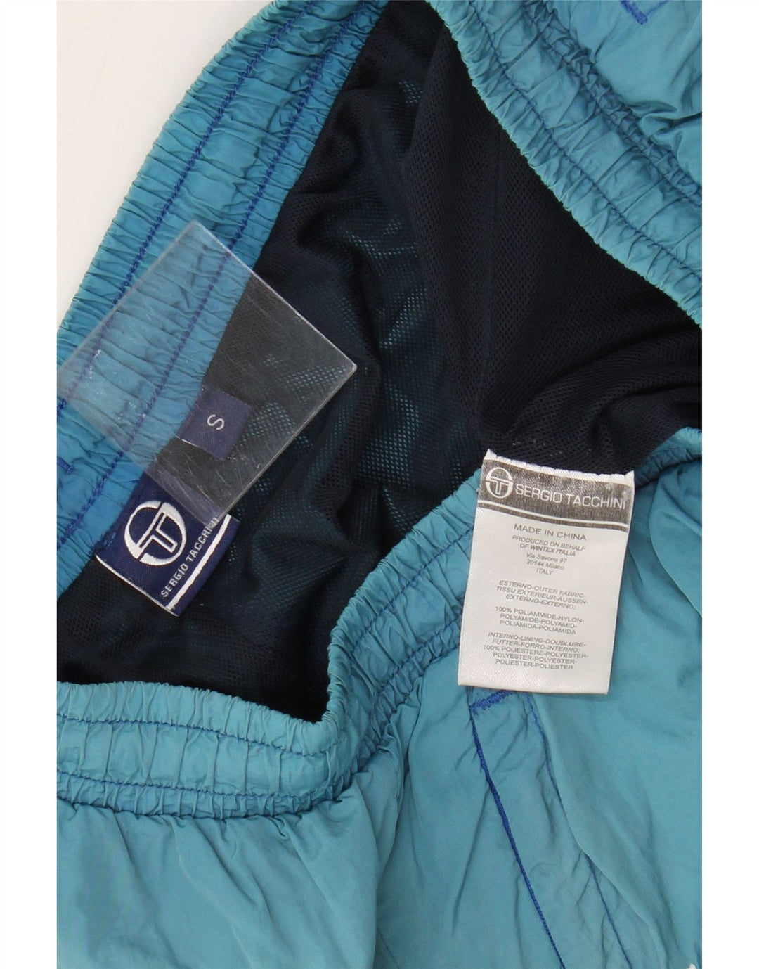 Pantaloncini da bagno da uomo Sergio Tacchini Small Turchese Colourblock in poliammide