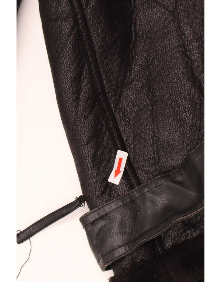 Giacca Sherpa da donna in ecopelle Zara UK 14 poliuretano nero medio