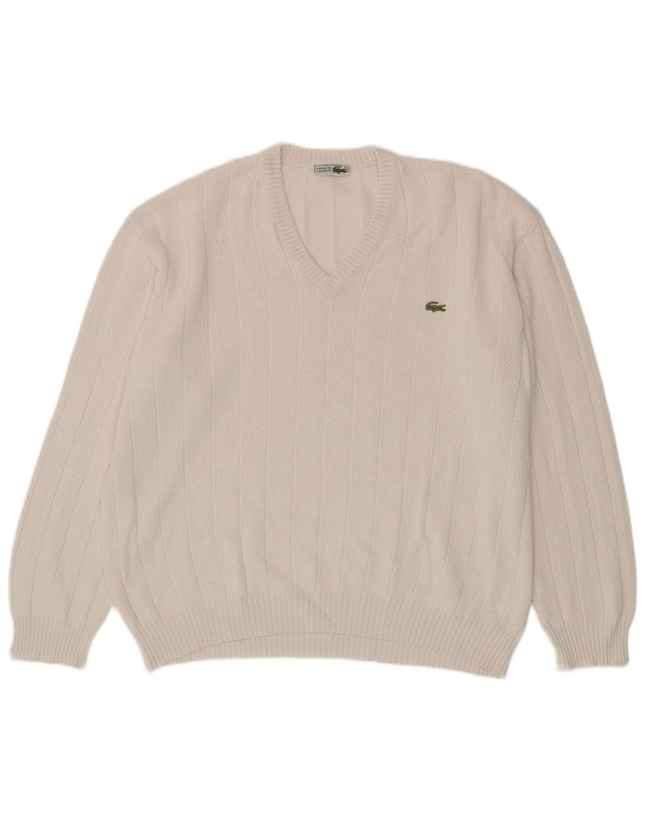Maglione maglione da uomo con scollo a V Lacoste taglia 6 XL bianco