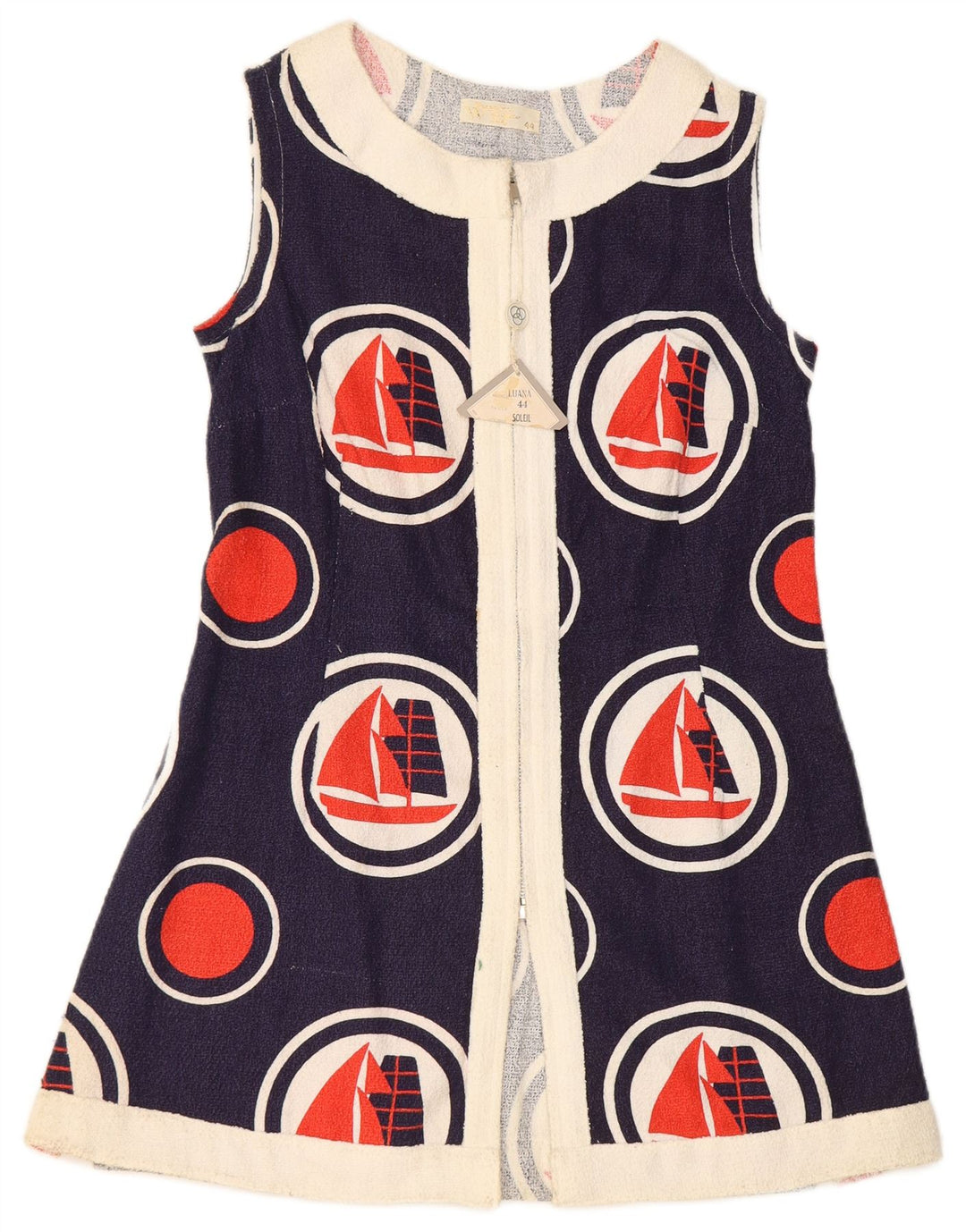Abito a trapezio senza maniche da donna Luna IT 44 Blu navy medio geometrico