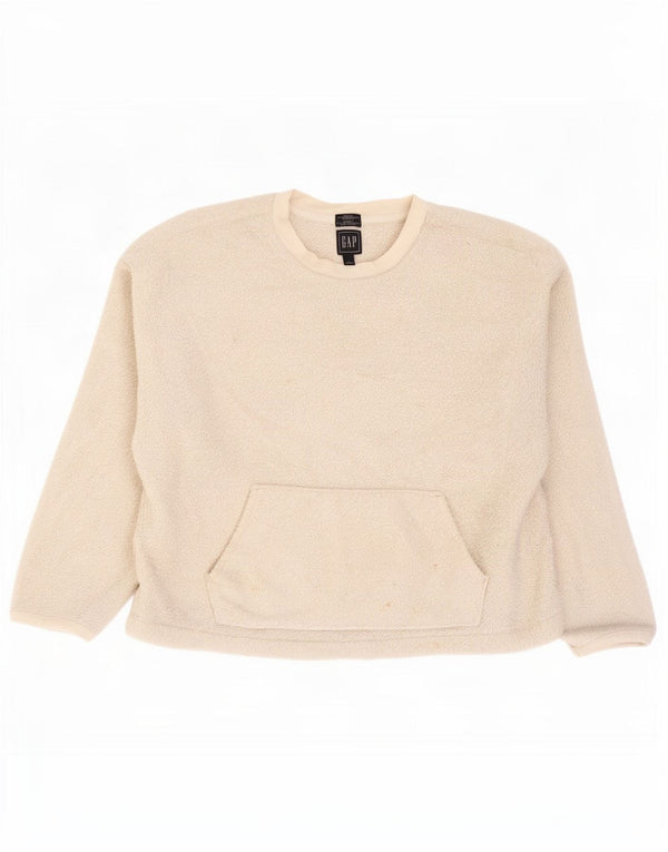 Maglione in pile da donna Gap UK 16 grande poliestere bianco sporco