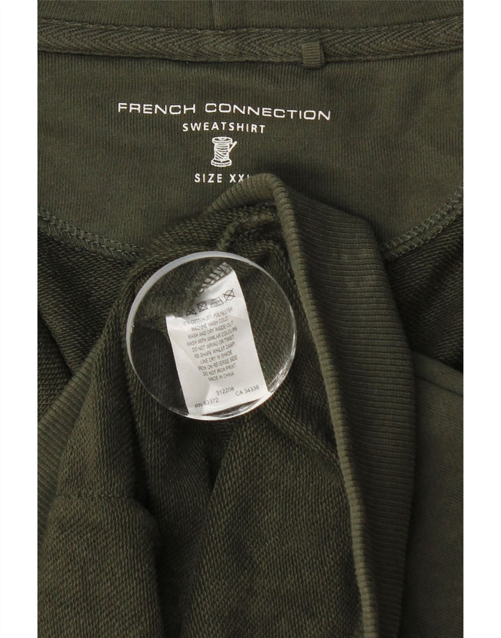 FRENCH CONNECTION Maglione con cappuccio e zip da uomo 2XL cotone kaki