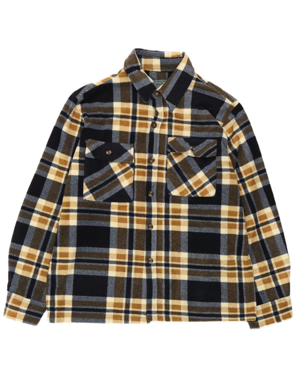Camicia in pile da uomo Auckland XL a quadri blu navy
