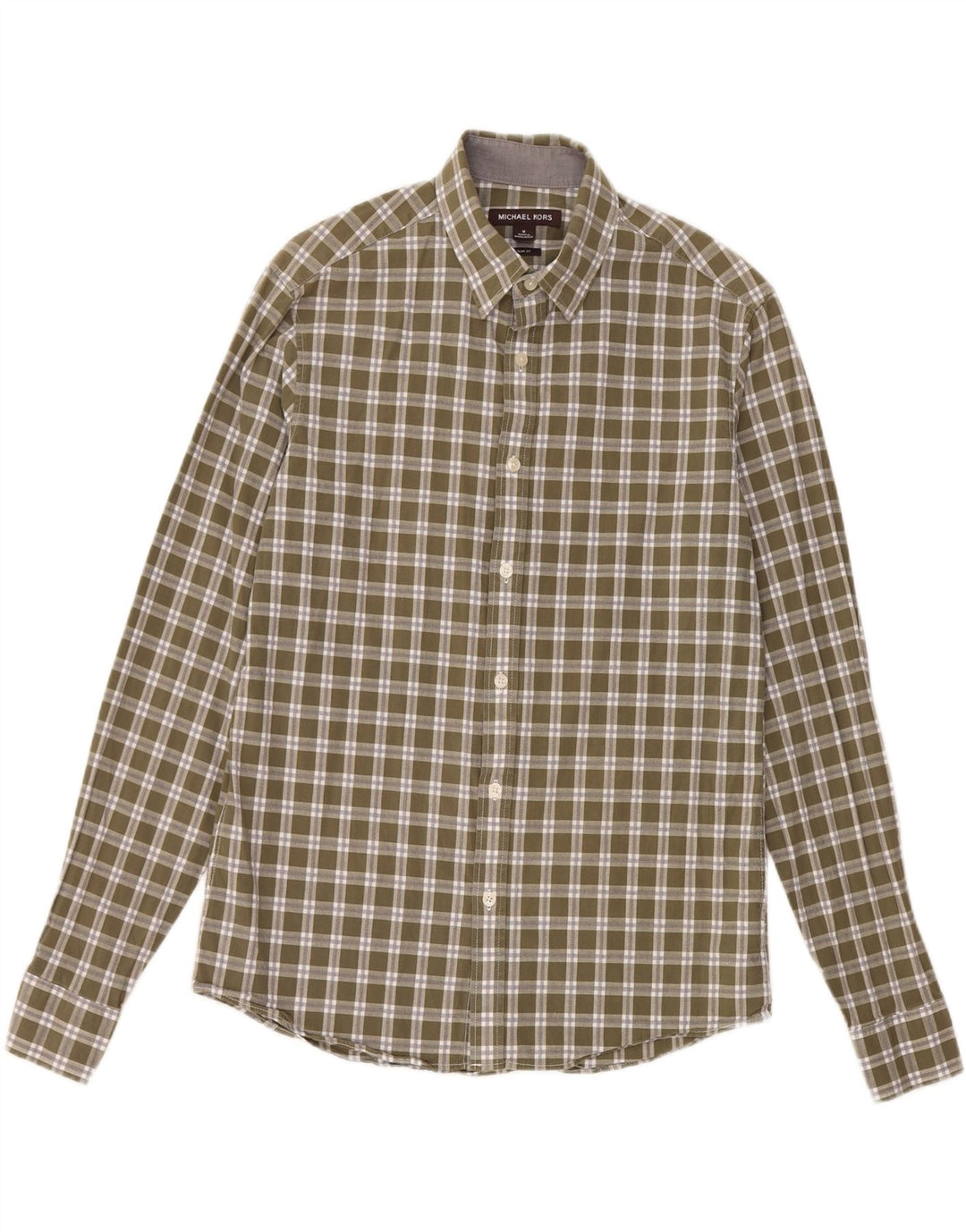 MICHAEL KORS Camicia slim fit da uomo in cotone a quadri kaki medio