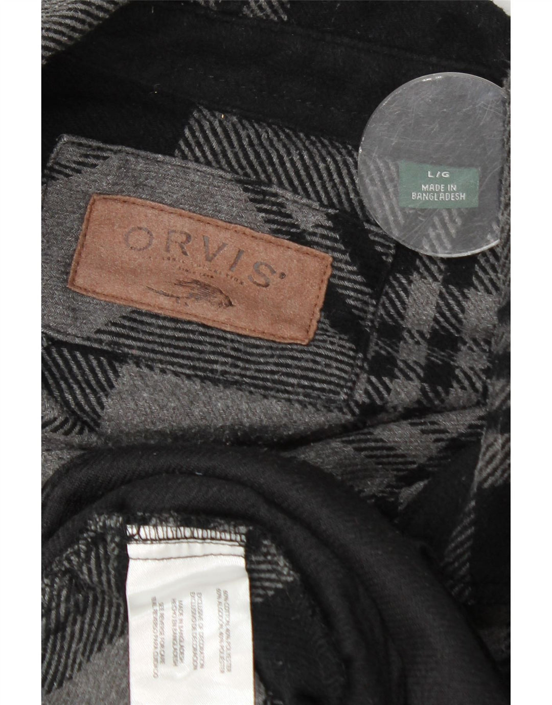 Camicia in flanella da uomo Orvis, cotone scozzese grande grigio