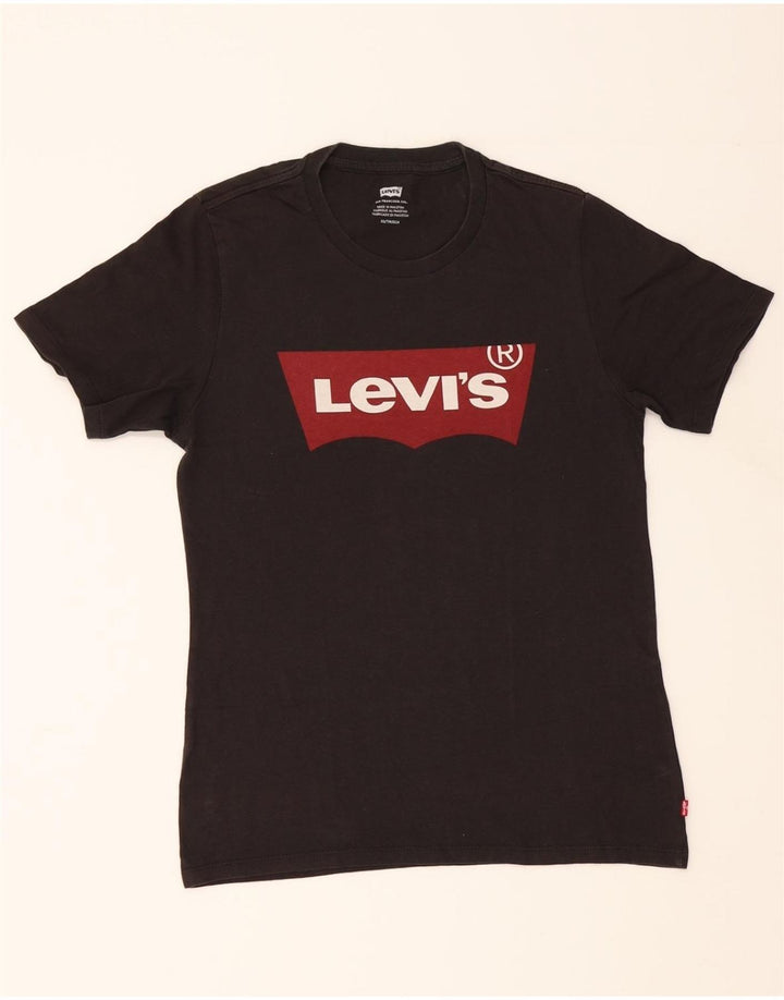 LEVI'S Womens Graphic T-Shirt Top UK 6 XS Black Vintage Levi's and Second-Hand Levi's from Messina Hembry 
