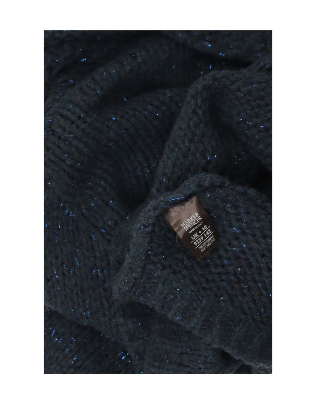 Maglione cardigan da donna Marks & Spencer UK 16 grande blu navy screziato