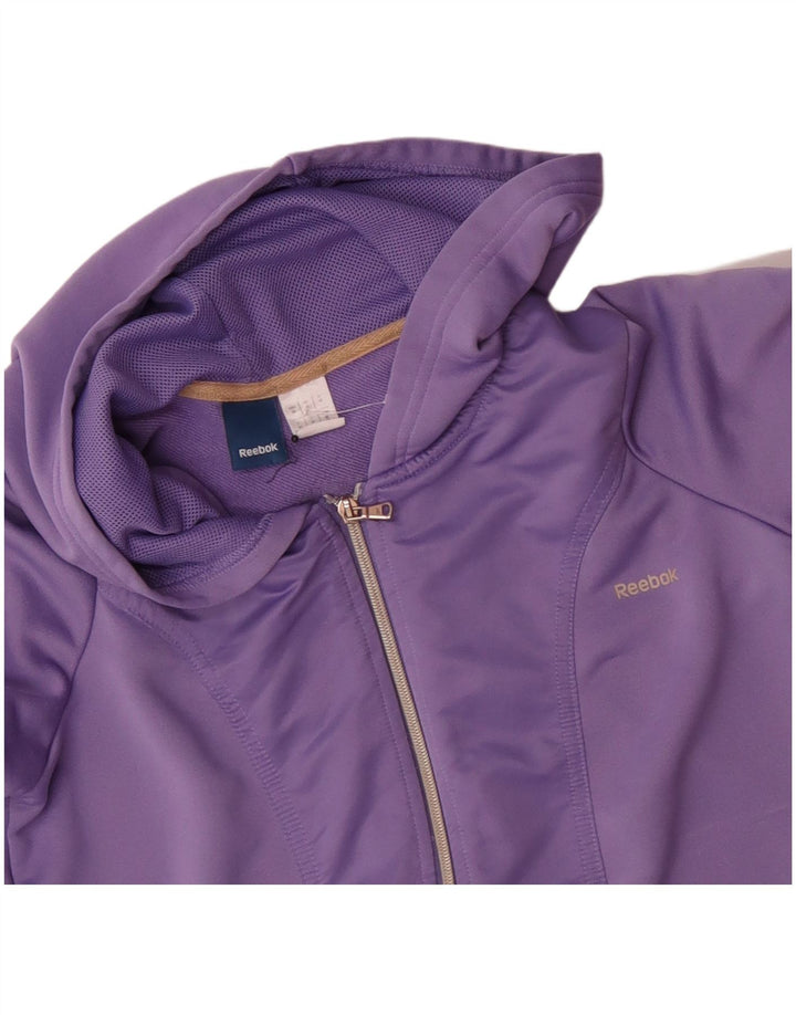 Maglione con cappuccio e zip da donna Reebok UK 12 Poliestere viola medio