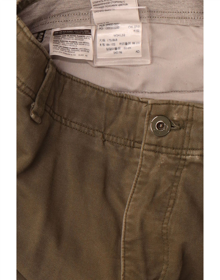 DOCKERS Pantaloni chino slim da uomo W34 L32 cotone kaki