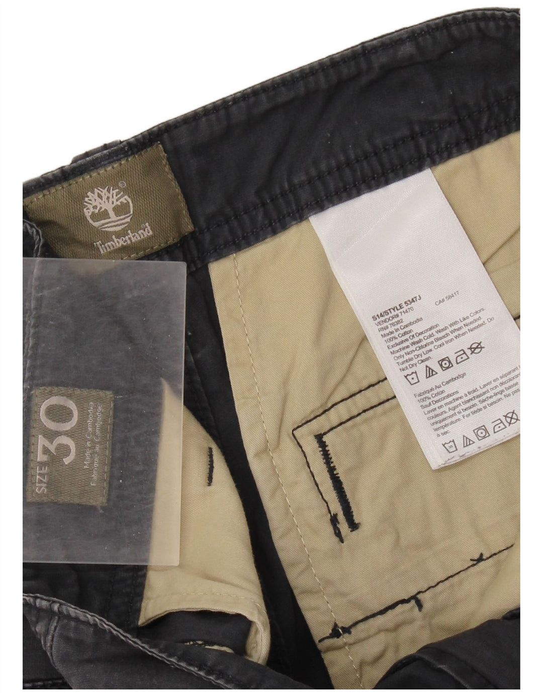 Pantaloncini cargo da uomo Timberland W30 medio cotone blu navy