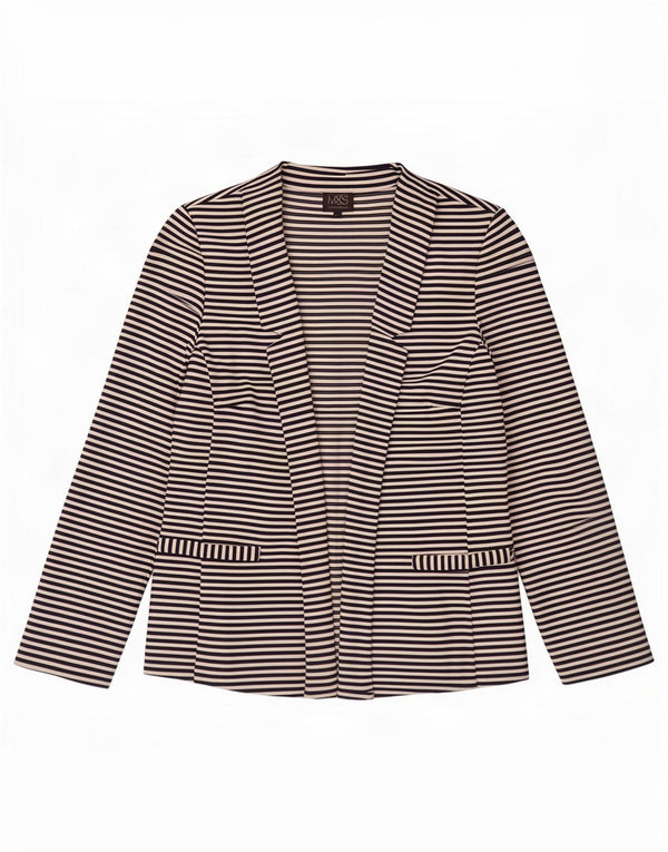 Maglione cardigan da donna Marks & Spencer UK 10 piccolo a righe blu navy
