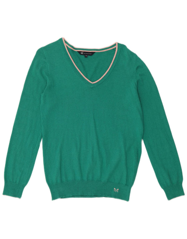 Crew Clothing Maglione da donna con scollo a V UK 10 Piccolo cotone verde