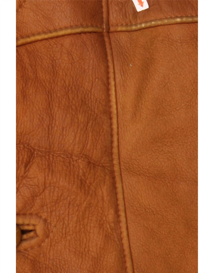 MABRUN Giacca in shearling da uomo UK 36 Piccola pelle marrone