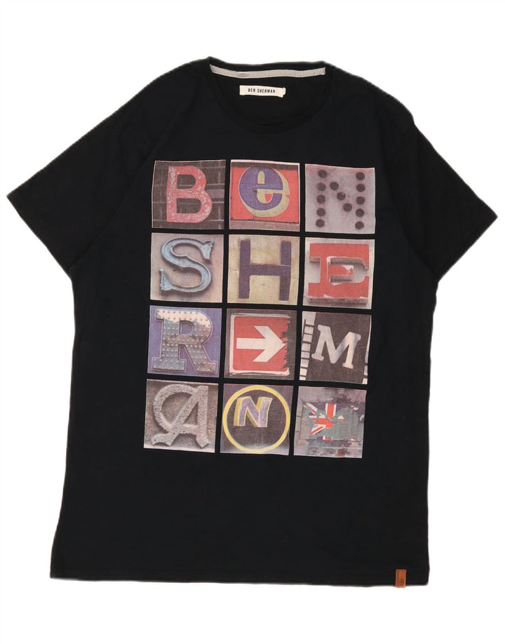 T-shirt grafica da uomo Ben Sherman Top grande in cotone nero