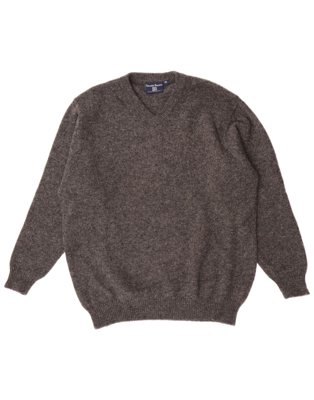 Maglione vintage da uomo con scollo a V IT 54 XL in lana grigia