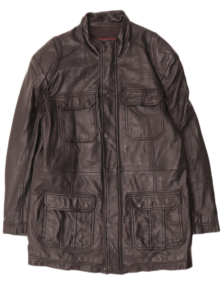 Cappotto in pelle da uomo UK 40 grande nero