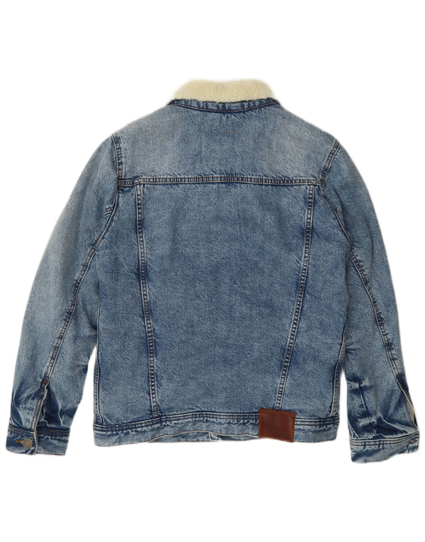 Giacca da uomo in sherpa di jeans Abercrombie & Fitch UK 34 piccola in cotone blu
