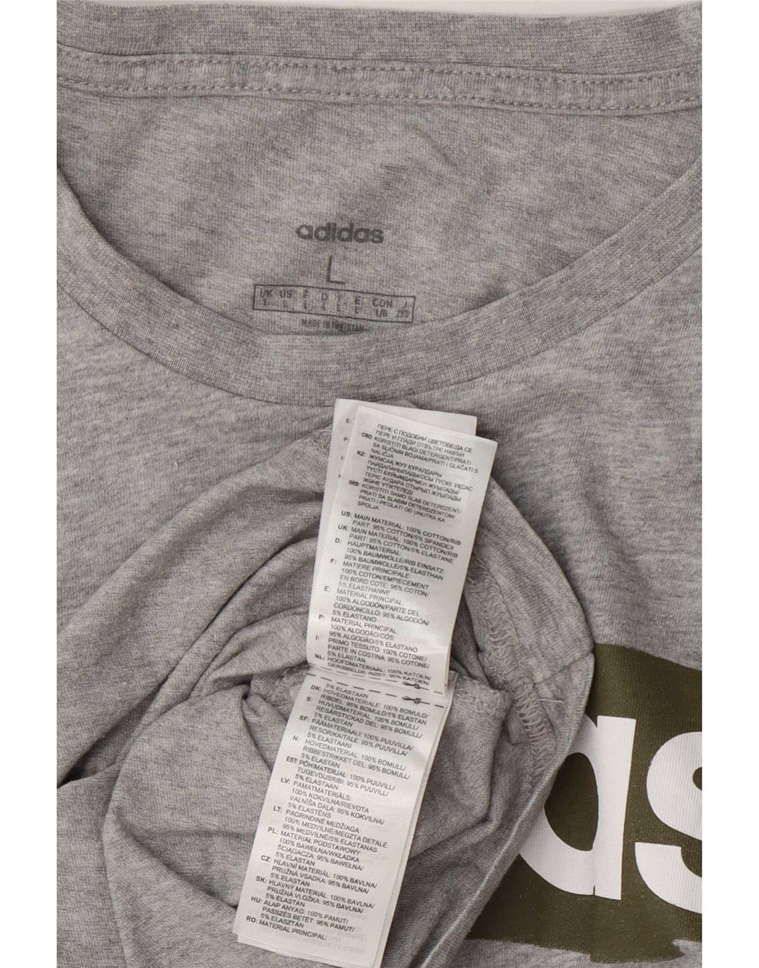 T-shirt grafica da uomo Adidas Top grande in cotone grigio