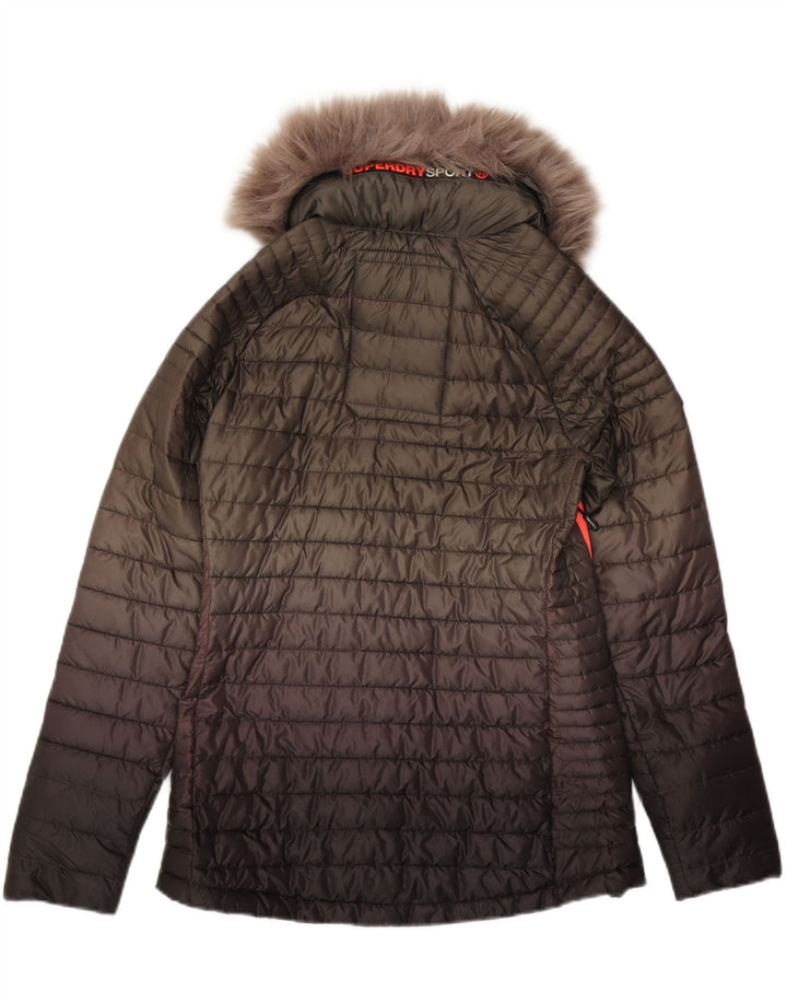 SUPERDRY Womens Graphic Padded Jacket UK 12 Medium  Black Colourblock Vintage Superdry and Second-Hand Superdry from Messina Hembry 