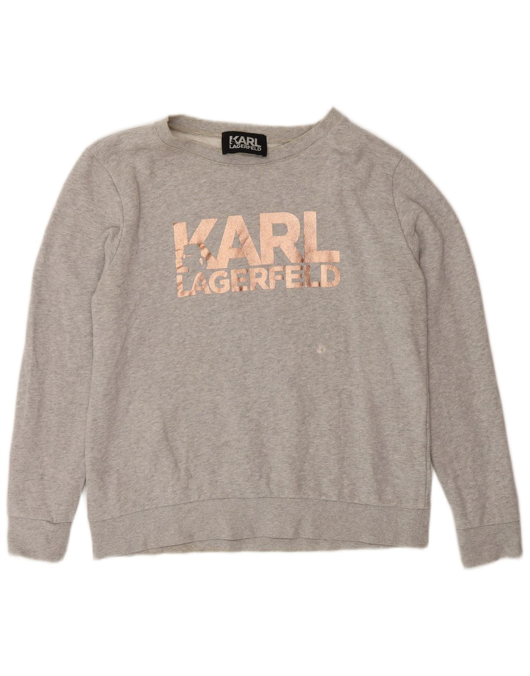 KARL LAGERFELD Womens Graphic Sweatshirt Jumper UK 14 Medium Grey Cotton