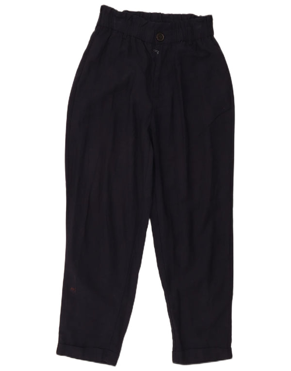 Pantaloni cropped a vita alta da donna Zara medi W28 L25 viscosa blu navy