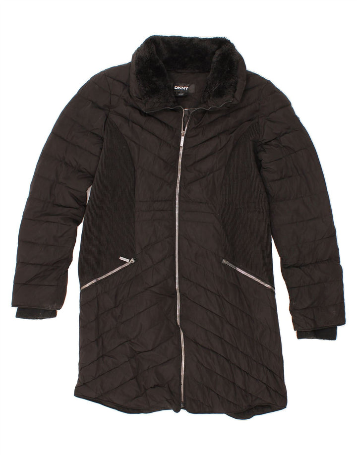 DKNY Womens Padded Coat UK 10 Small Black Polyester Vintage Dkny and Second-Hand Dkny from Messina Hembry 