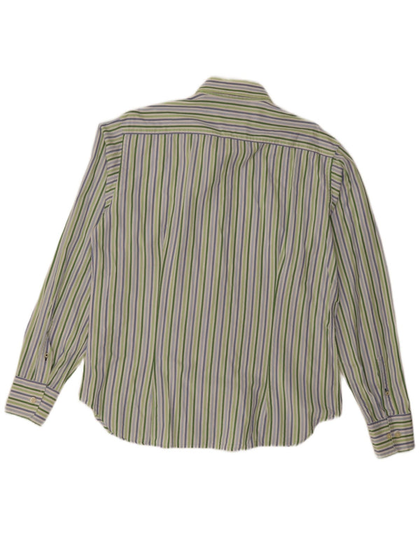 Henry Cottons Mens Slim Fit Shirt Size 44 XL Green Striped