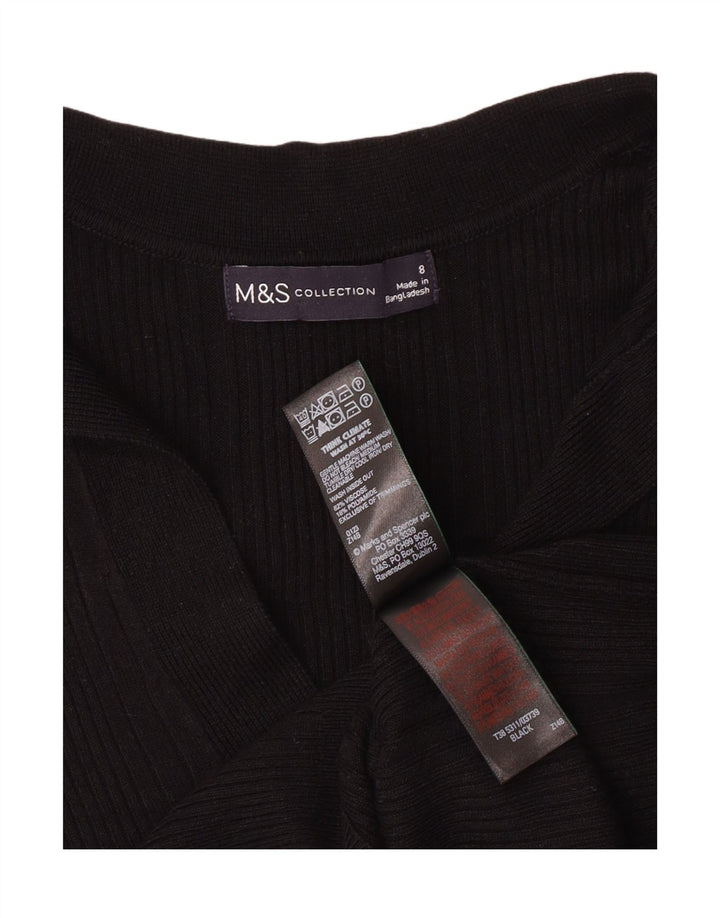 MARKS & SPENCER maglione da donna con collo alto UK 8 piccolo in viscosa nera