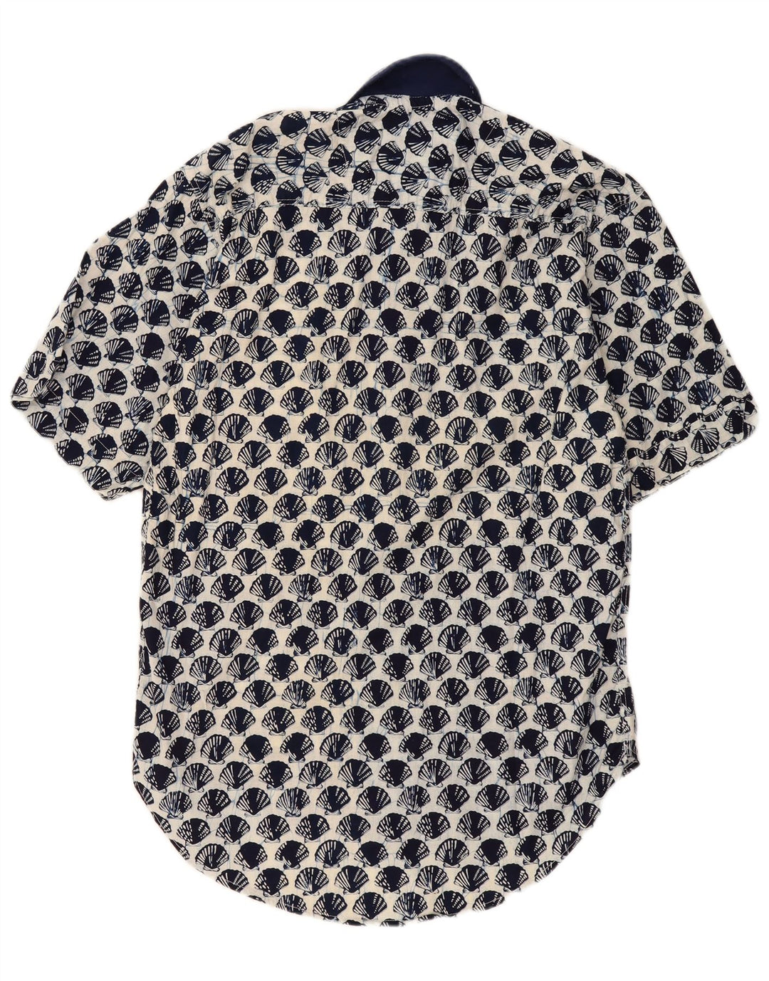 Camicia a maniche corte vintage da uomo con motivo astratto, grande in cotone blu navy