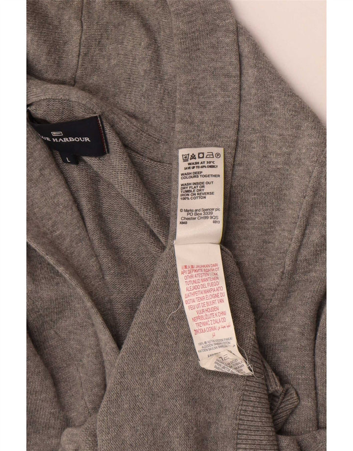 Marks & Spencer Maglione cardigan Harbour blu da uomo grande cotone grigio